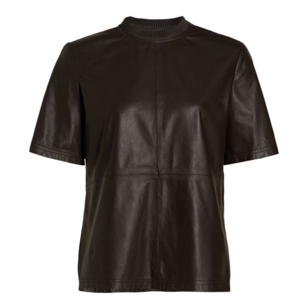 AMIRI Strong Shoulder Black Leather Tee NWT Size XS